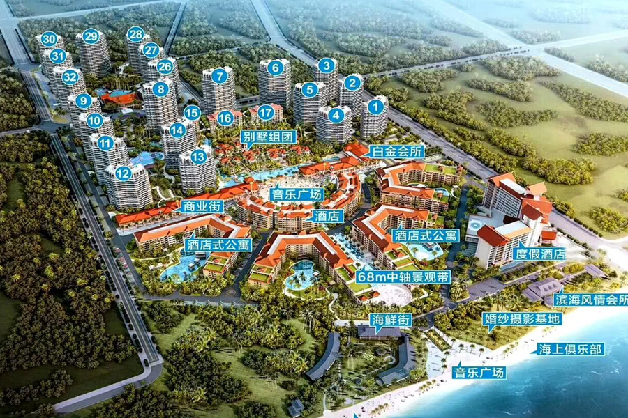 文昌白金海岸鸟瞰图